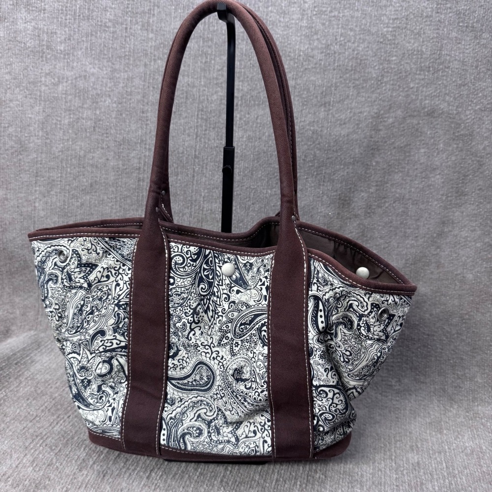 Y2K J. Crew Paisley Print Tote Bucket Canvas Shoulder‎ Bag Heritage Casual- FLAW